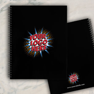 Cuaderno Carga de logotipo personalizado / Sitio web - Negr