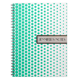Cuaderno Caribe Verde Lunares Elegante Moderno Blanco