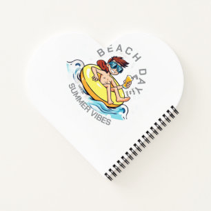 Cuaderno Caricatura de Beach Day en el anillo inflable
