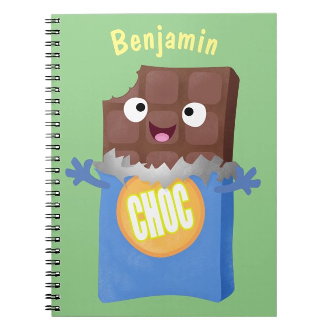 Cuaderno Caricatura de dibujos animados de un dulce chocola (Frente)