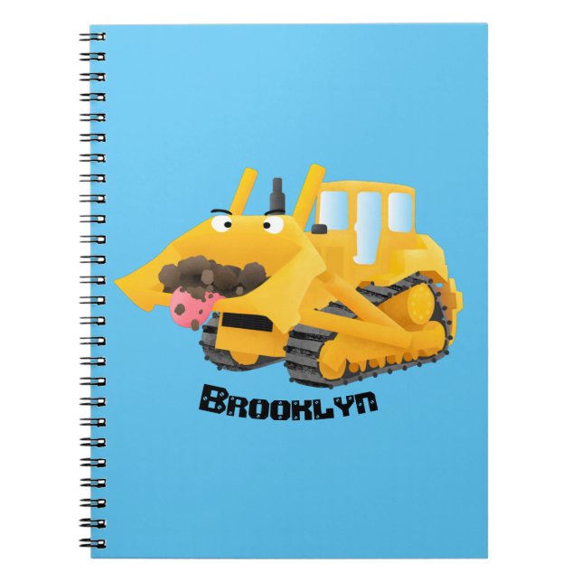 Cuaderno Caricatura graciosa amarilla con bulldozer (Frente)