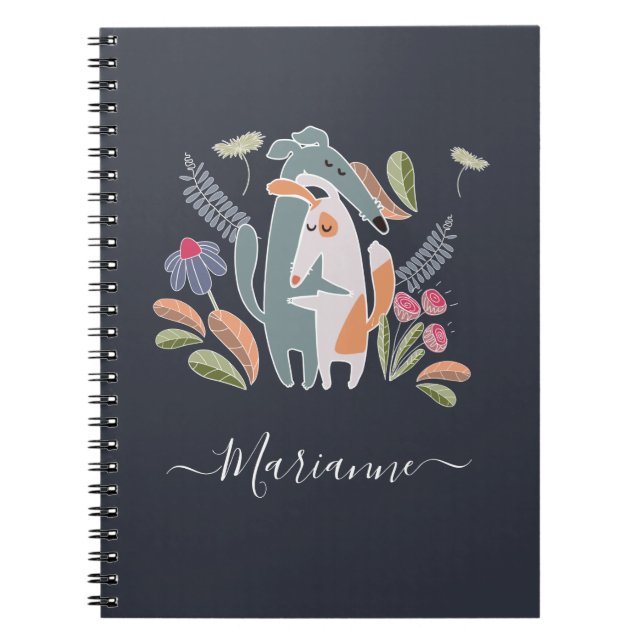 Cuaderno Caricatura personalizada Perro Escuela para Niños (Frente)