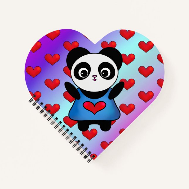 Cuaderno Cariñoso Corazón de Panda Motivación Feliz (Anverso)