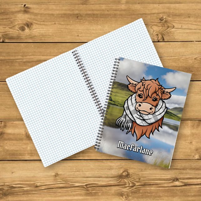 Cuaderno Carne de Tartán blanco-negro Highland Cow MacFarla (Subido por el creador)