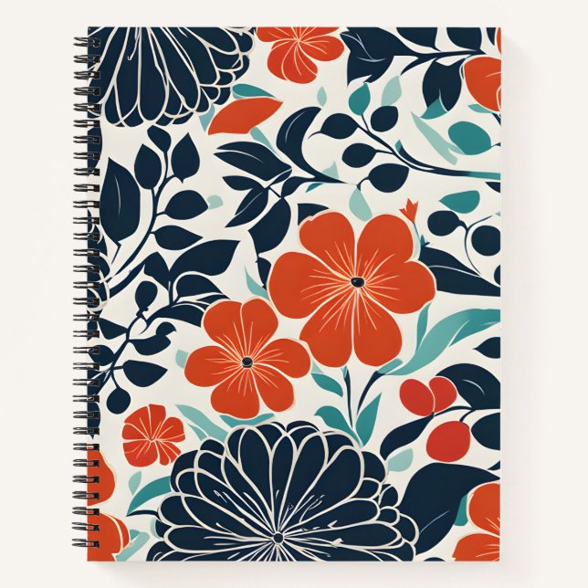 Cuaderno Carne y floral moderna negra (Anverso)