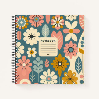 Cuaderno Carnet de notes à spirales motif fleurs rétro