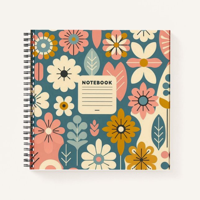 Cuaderno Carnet de notes à spirales motif fleurs rétro (Anverso)