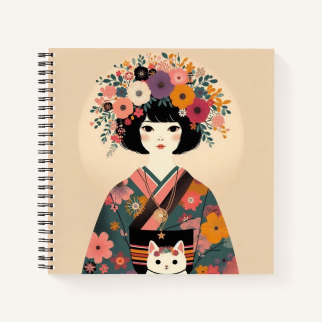Cuaderno Carnet de notes “Jeune femme au kimono“ (Anverso)