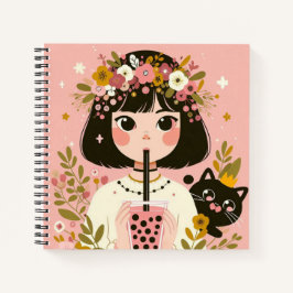 Cuaderno Carnet de notes “La petite fille au bubble tea“