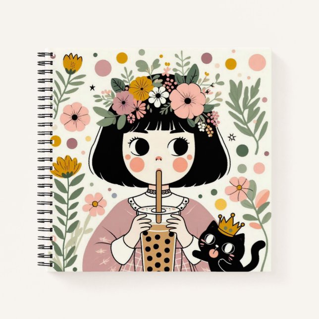 Cuaderno Carnet de notes “La petite fille au bubble tea“ (Anverso)