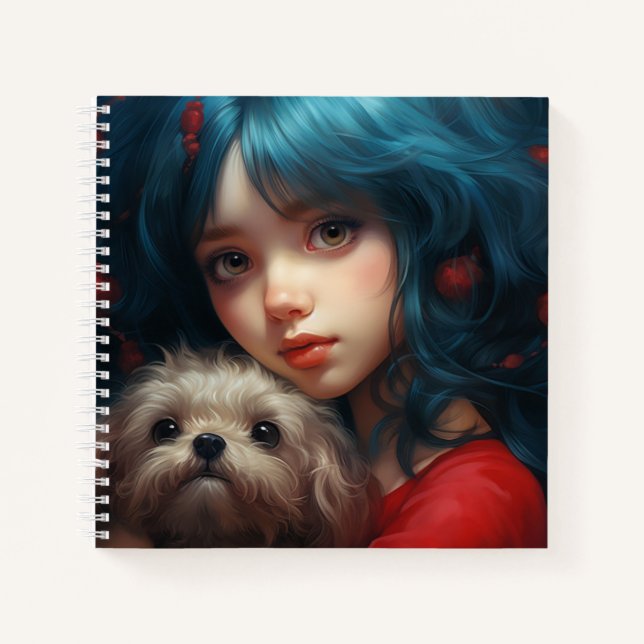 Cuaderno Carnet -Fille et son chien (Anverso)
