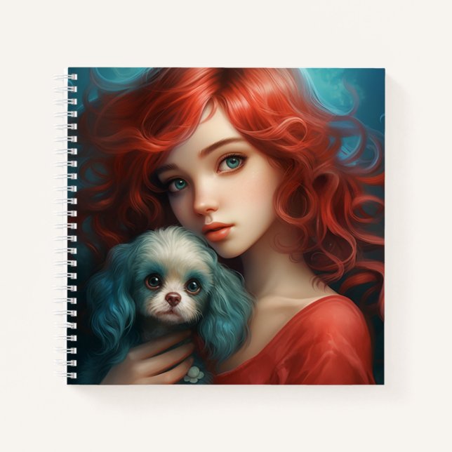 Cuaderno Carnet -Fille et son chien -3 (Anverso)