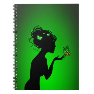 Cuaderno Carnet La mujer mariposas verdes