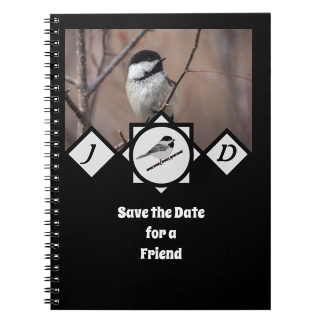 Cuaderno Carolina Adorable Chickadee Monograma Foto (Frente)