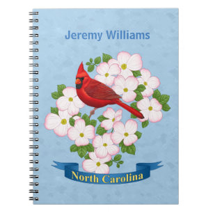 Cuaderno Carolina del Norte Cardenal Estatal Bird Dogwood F