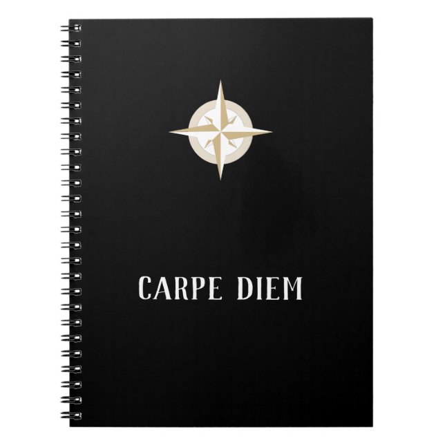 Cuaderno Carpe Diem on Black with Gold White Compass (Frente)