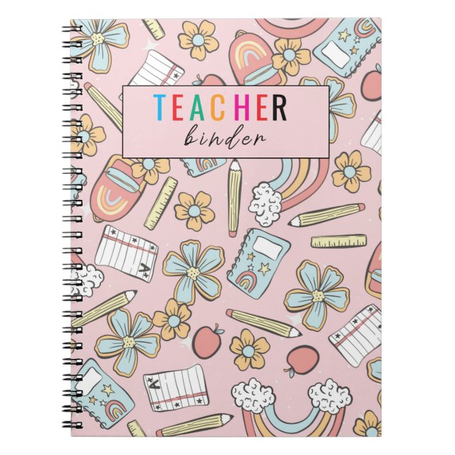 Cuaderno Carpeta elegante de monograma script oficina escue (Frente)