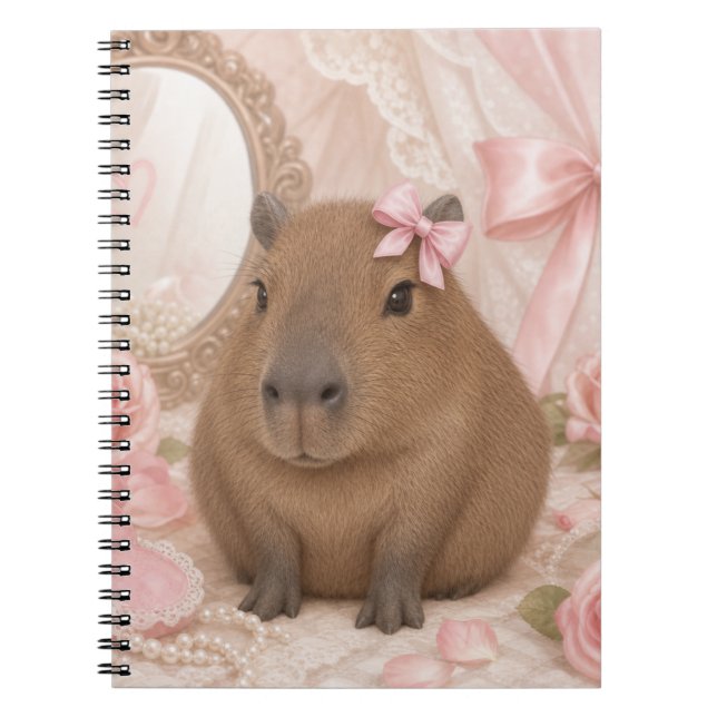 Cuaderno carpincho coquette lazo rosa  (Frente)