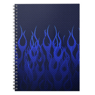 Cuaderno Carreras azul llama a la impresión de fibra de car