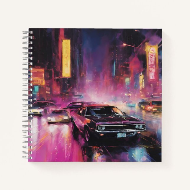 Cuaderno Carreras callejera nocturna en la vibrante ciudad (Anverso)