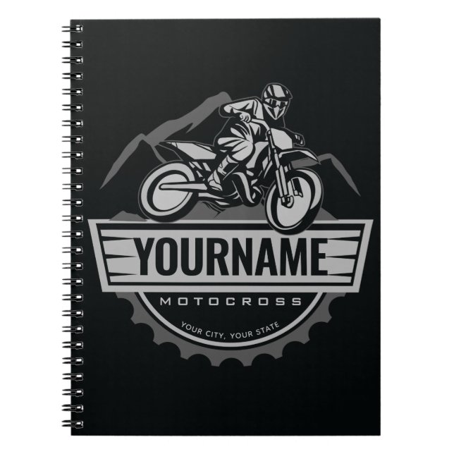 Cuaderno Carreras personalizada de Motocross Rider Dirt Bik (Frente)