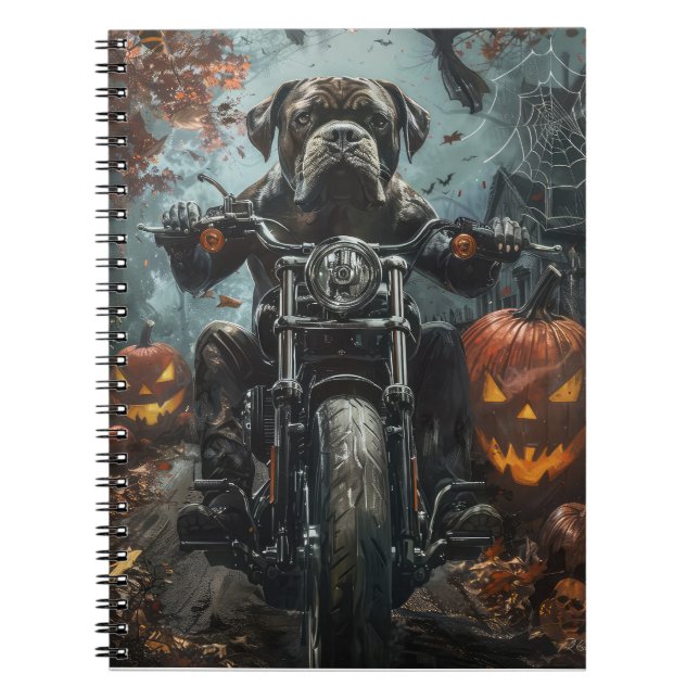 Cuaderno Carretera de Cane Corso en motocicleta Halloween S (Frente)