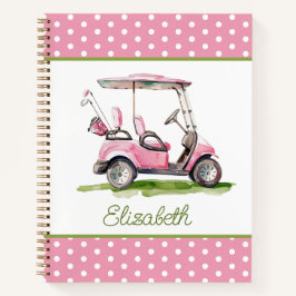 Cuaderno Carrito de Golf Rosa Elegante Personalizado sobre
