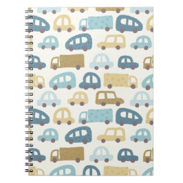 Cuaderno Carritos y Camiones de Juguete | Azul Polvoriento 