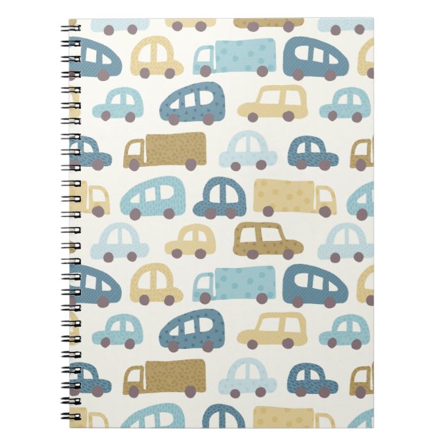 Cuaderno Carritos y Camiones de Juguete | Azul Polvoriento  (Frente)