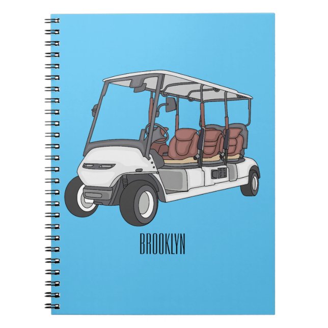 Cuaderno Carro de golf / ilustracion personalizado de coche (Frente)