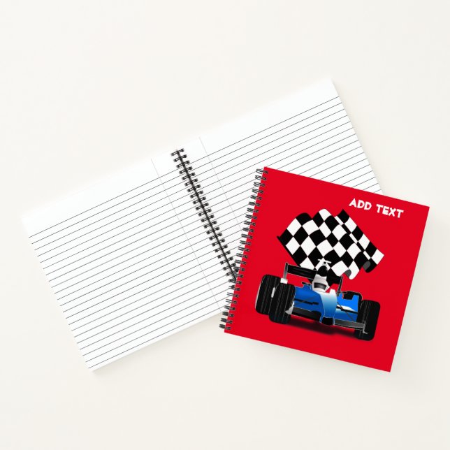 Cuaderno Carro de raza azul con bandera verificada (Interior)