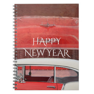 Cuaderno Carros clásicos Chevy Bel Air Dodge Red White Vint