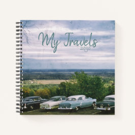 Cuaderno Carros clásicos viajes de fondo de paisaje británi