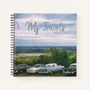 Cuaderno Carros clásicos viajes de fondo de paisaje británi