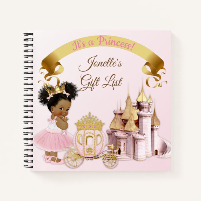 Cuaderno Carruaje de Castillo de Princesa Real Rosa Dorado  (Anverso)