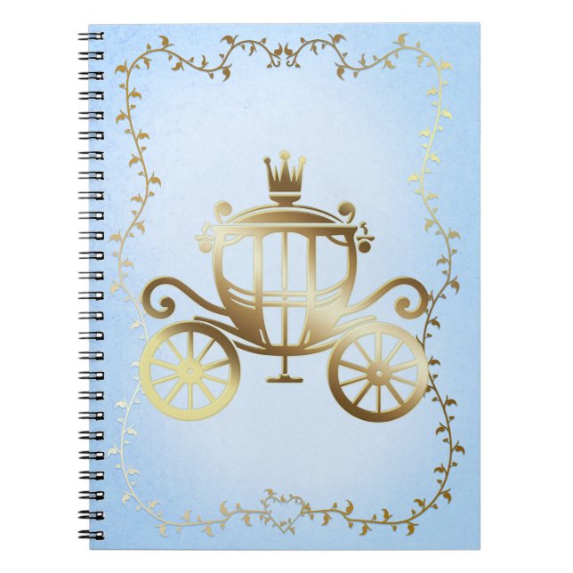 Cuaderno Carruaje Dorado Elegante Princesa del Libro de Cue (Frente)