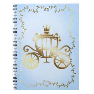 Cuaderno Carruaje Dorado Elegante Princesa Libro Azul de Cu