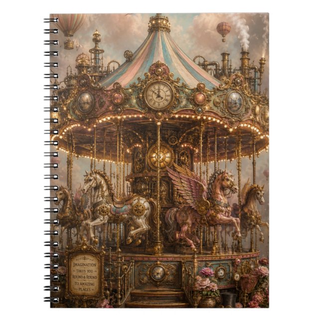 Cuaderno Carrusel caprichoso de Steampunk (Frente)