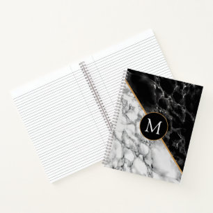 Cuaderno Carta monográfica portátil Mármol blanco negro