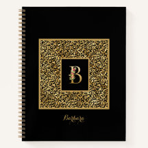 Carta Monograma personal B de Leopard Gold moderna