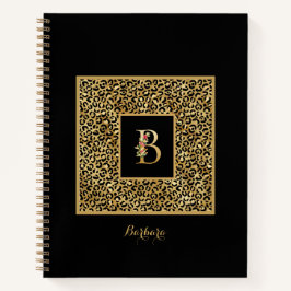 Cuaderno Carta Monograma personal B de Leopard Gold moderna