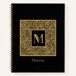 Cuaderno Carta Monograma personal M de Leopard Gold moderna