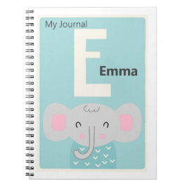 Cuaderno Carta personalizada E | Diario Cute Elephant Kids
