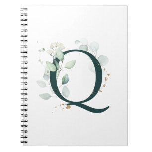 Cuaderno Carta Q Eucalyptus y equipo portátil monogramado d