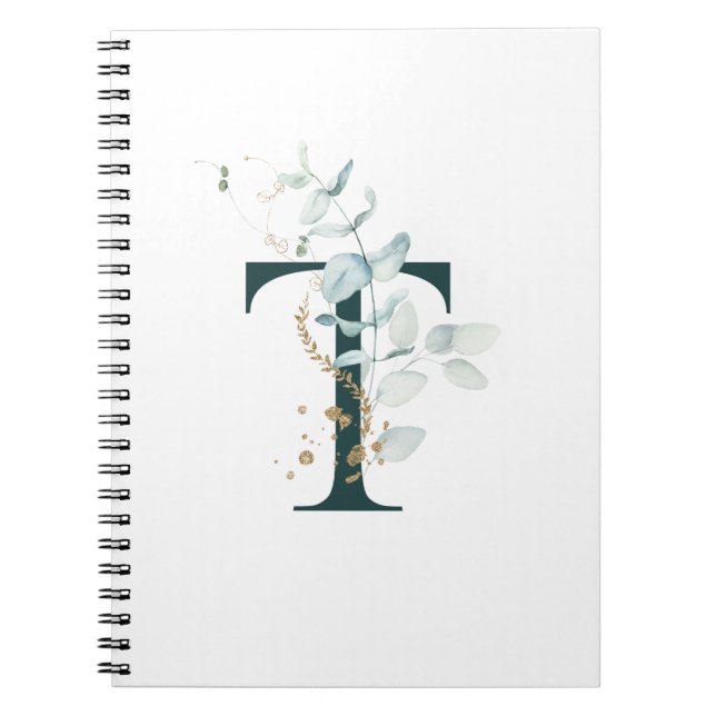 Cuaderno Carta T Eucalyptus y equipo portátil monogramado d (Frente)
