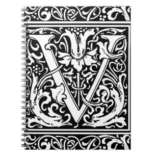 Cuaderno Carta V Monograma medieval Art Nouveau