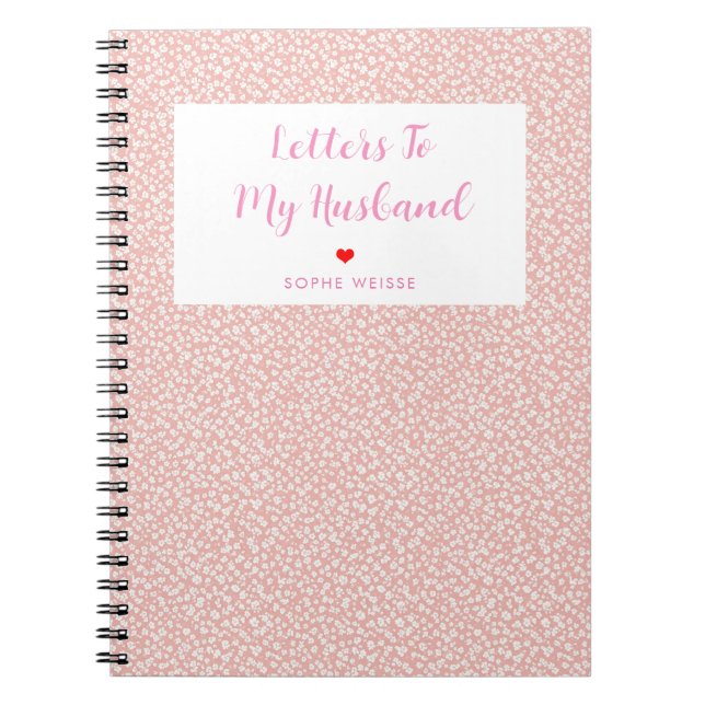 Cuaderno Cartas a mi esposo Bonito personalizada rosa (Frente)
