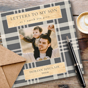 Cuaderno Cartas a mi hijo Buffalo Plaid Faux Wood Photo