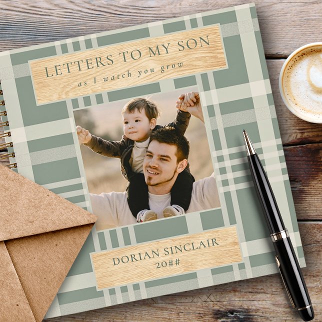 Cuaderno Cartas a mi hijo Buffalo Plaid Faux Wood Photo (Subido por el creador)