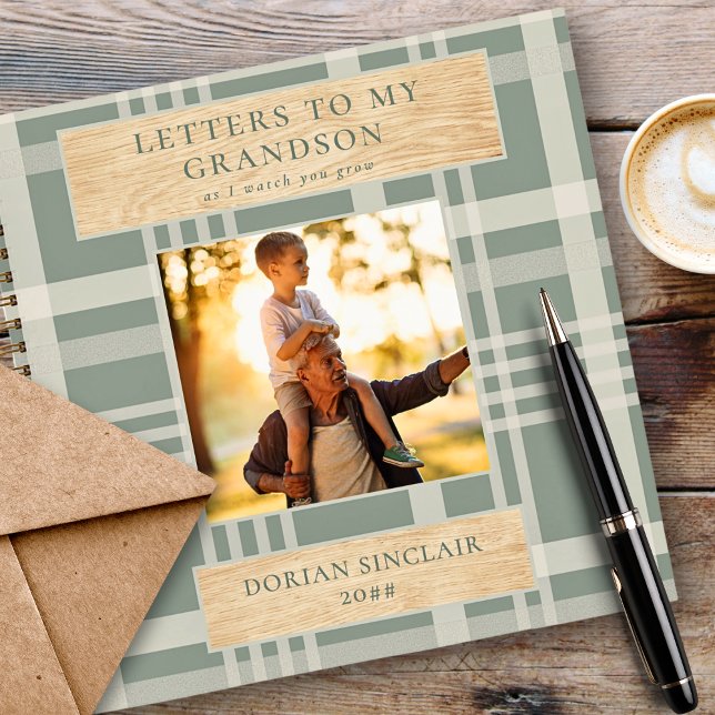 Cuaderno Cartas a mi nieto Buffalo Plaid Wood Photo (Subido por el creador)